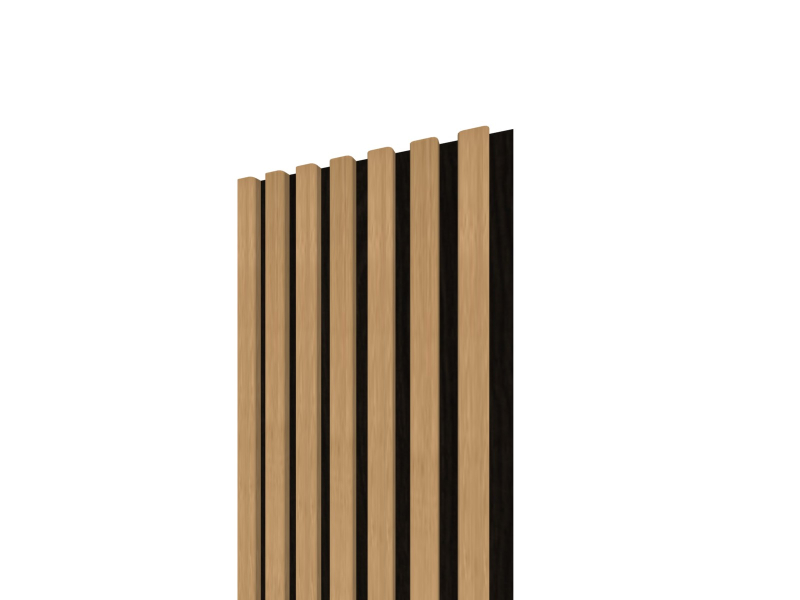 Lamelový panel 3D 2650x300 mm / lamely - dub európsky/ podklad - čierna matná