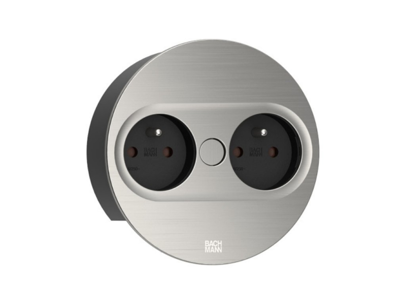 Otočná elektrická vstavaná zásuvka BACHMANN TWIST 2 / nerez / 2 zásuvka 230 V / priemer 115 mm / 946.002