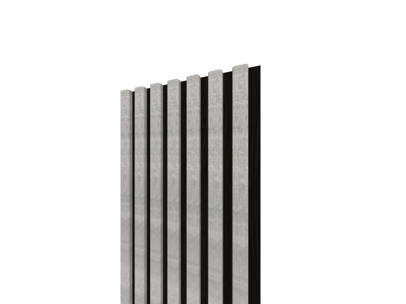 Lamelový panel 3D 2650x300 mm / lamely – betón / podklad - čierna matná