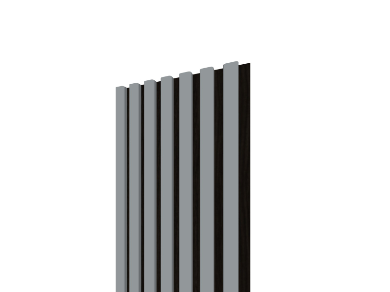 Lamelový panel 3D 2650x300 mm / lamely – sivá matná / podklad - čierna matná