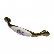 �chytka ATM LUCCA kvet / patina mosadz porcel�n / 96 mm