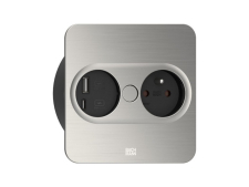 Oto�n� elektrick� vstavan� z�suvka BACHMANN TWIST 2 hranat� / nerez /  1 z�suvka 230 V /  2 x USB / 115 x 115 mm / 946.007