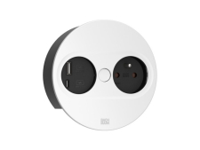 Oto�n� elektrick� vstavan� z�suvka BACHMANN TWIST 2 / biela matn� /  1 z�suvka 230 V /  2 x USB / priemer 115 mm / 946.206