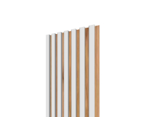 Lamelov� panel 3D 2650x300 mm / lamely - biela matn� / podklad � dub jesenn�