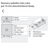Rozmery zadn�ho �ela a dna z�suvky Blum antaro