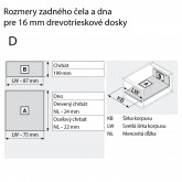 Rozmery zadn�ho �ela a dna z�suvky Blum antaro