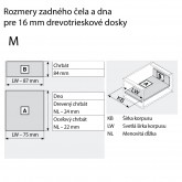 Rozmery zadn�ho �ela a dna z�suvky Blum antaro