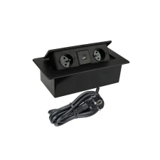 Z�suvka v�klopn� KOMBI / 2x z�suvka + USB A + C / �ierna matn�