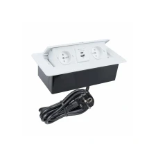 Z�suvka v�klopn� KOMBI / 2x z�suvka + USB A + C / biela matn�