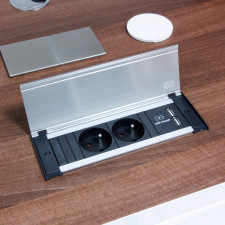 BACHMANN V�klopn� z�suvka KAPSA / nerez / 2x 230 V + 2x USB / 70 x 204 mm / 927.004+927.100