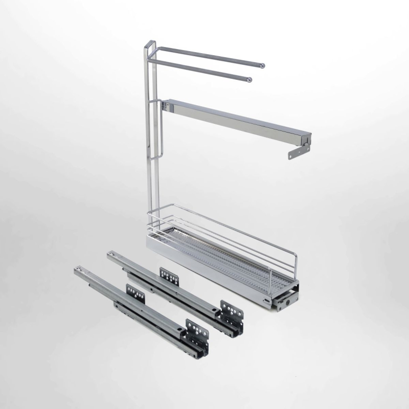 Výsuvný košík na utierky 150 / 3D - strieborný / KESSEBÖHMER